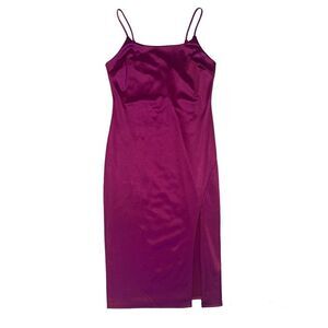 Purple satin bodycon dress Sz L